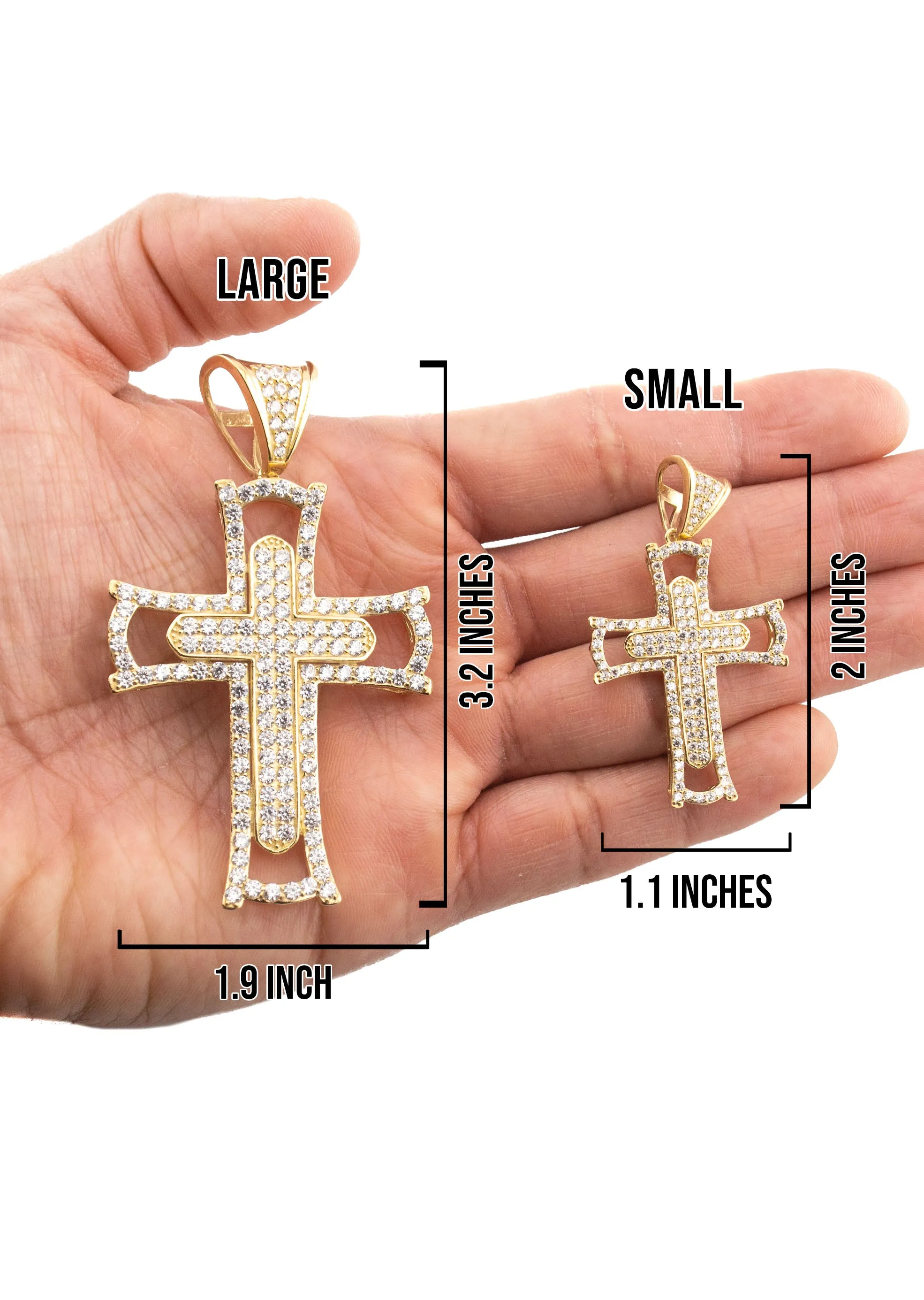 10K Yellow Gold Cross Necklace | Small 15 Grams - Large 46 Grams