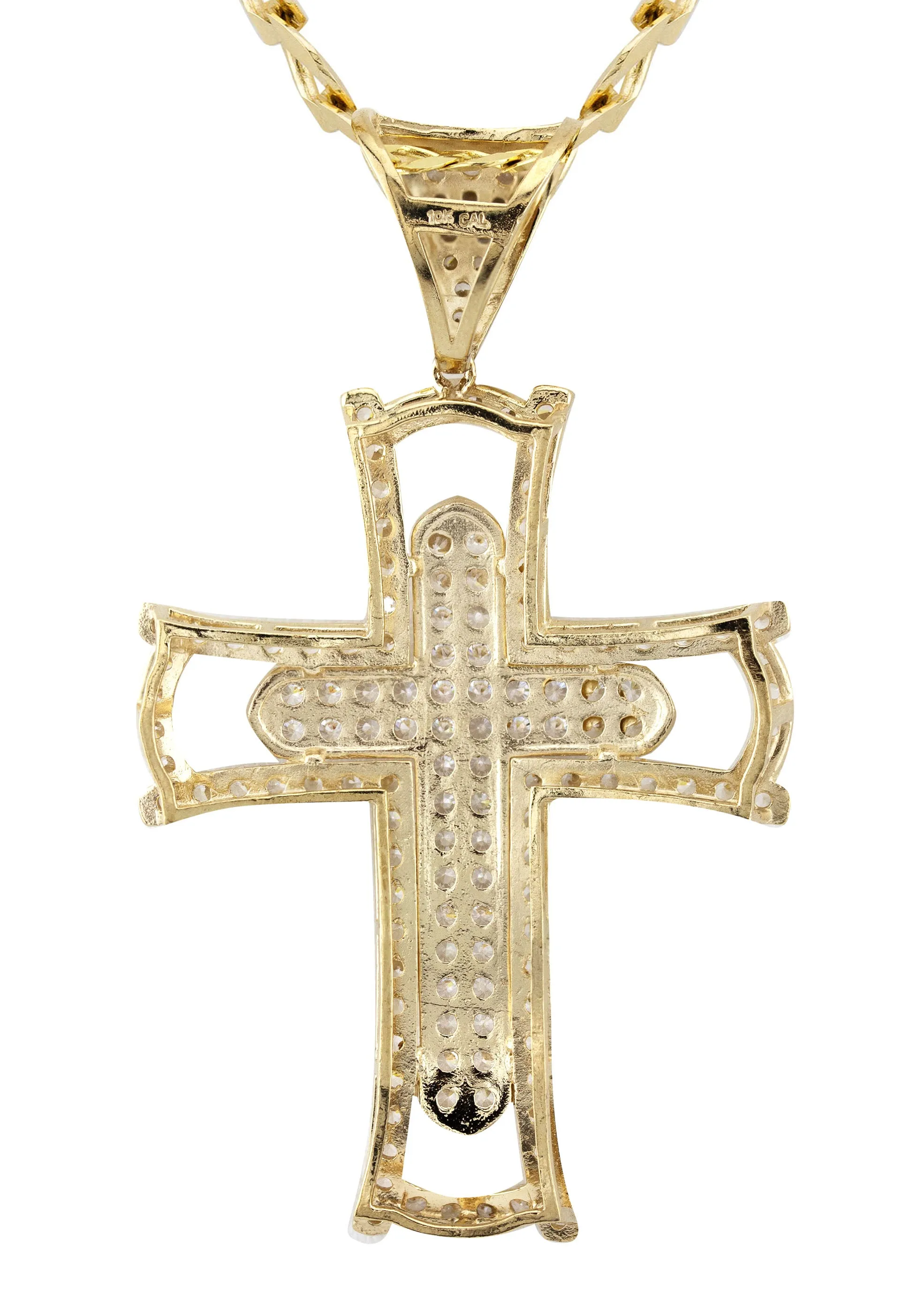 10K Yellow Gold Cross Necklace | Small 15 Grams - Large 46 Grams