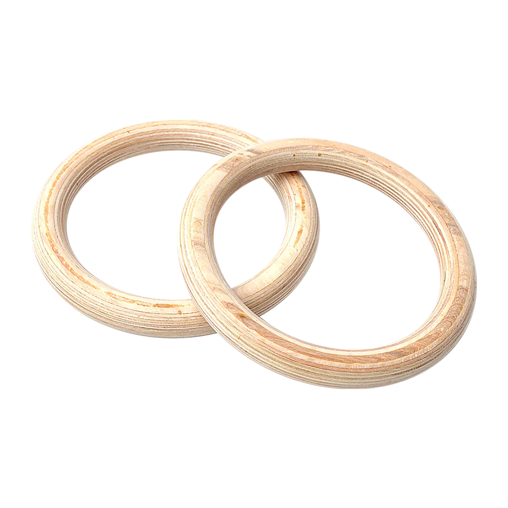 28mm Wooden Gymnastic Rings, Adjustable, 400kg Load