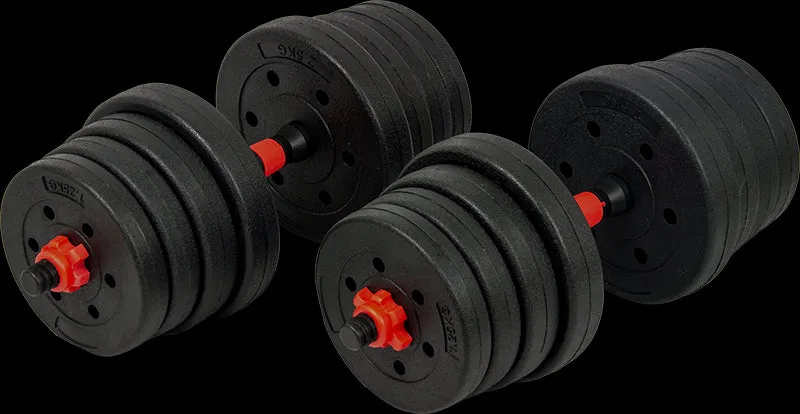 30kg Adjustable Rubber Dumbbell Barbell Set with Ergonomic Grip