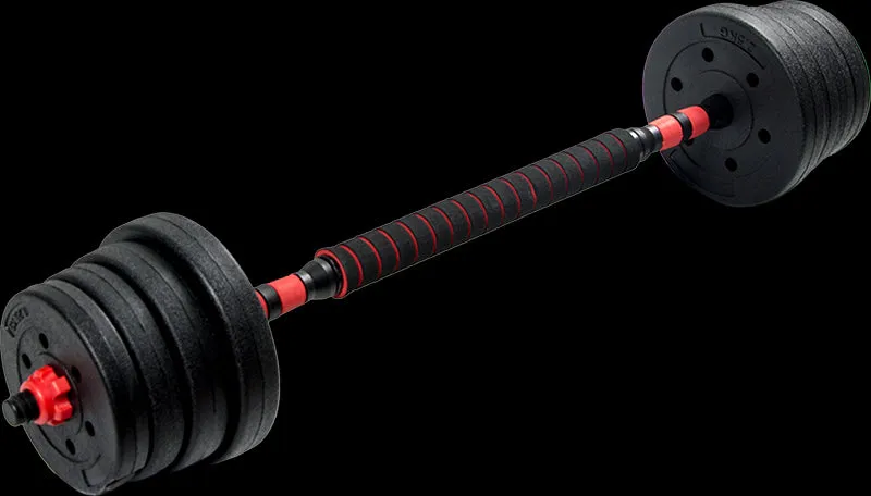 30kg Adjustable Rubber Dumbbell Barbell Set with Ergonomic Grip