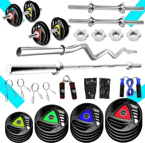 70KG GYM SET 4ft |5Ft Pair Star Nut Dumbbell |Rubber Coated Iron Plates & ACC(25MM)