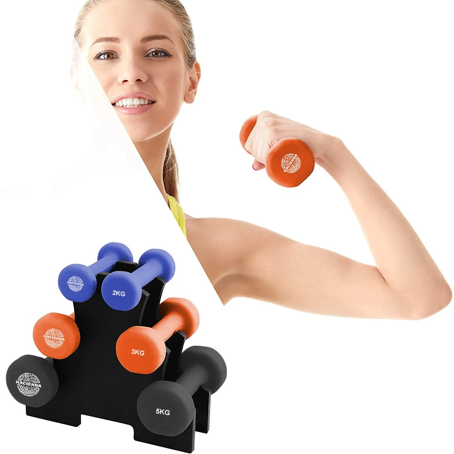 7pc 2/3/5kg 20Kg Total Weighted Dumbbell Gym Set for Exercise w/Rack