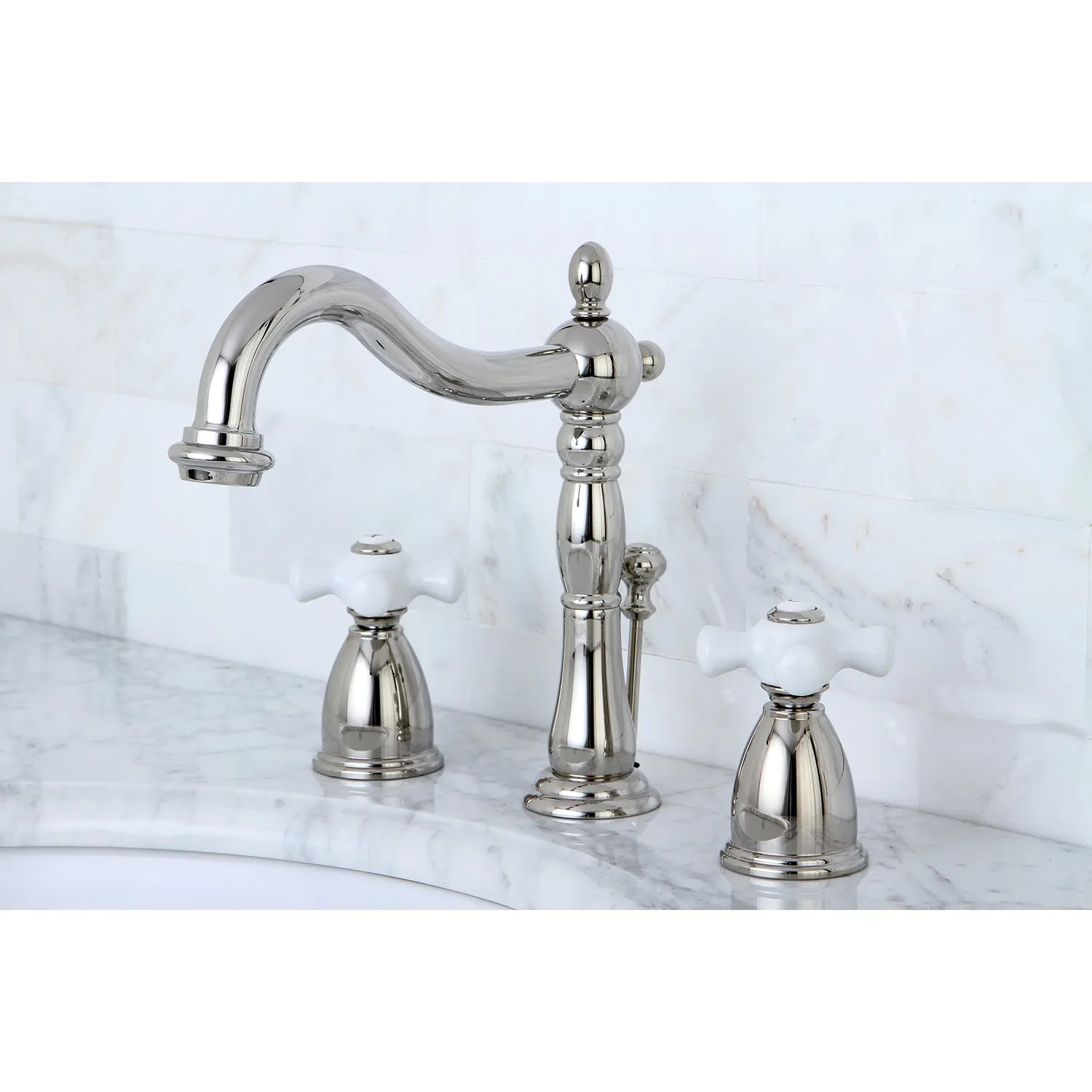 8" Widespread Bathroom Faucet With Dual Cross Handles For Easy Rotation