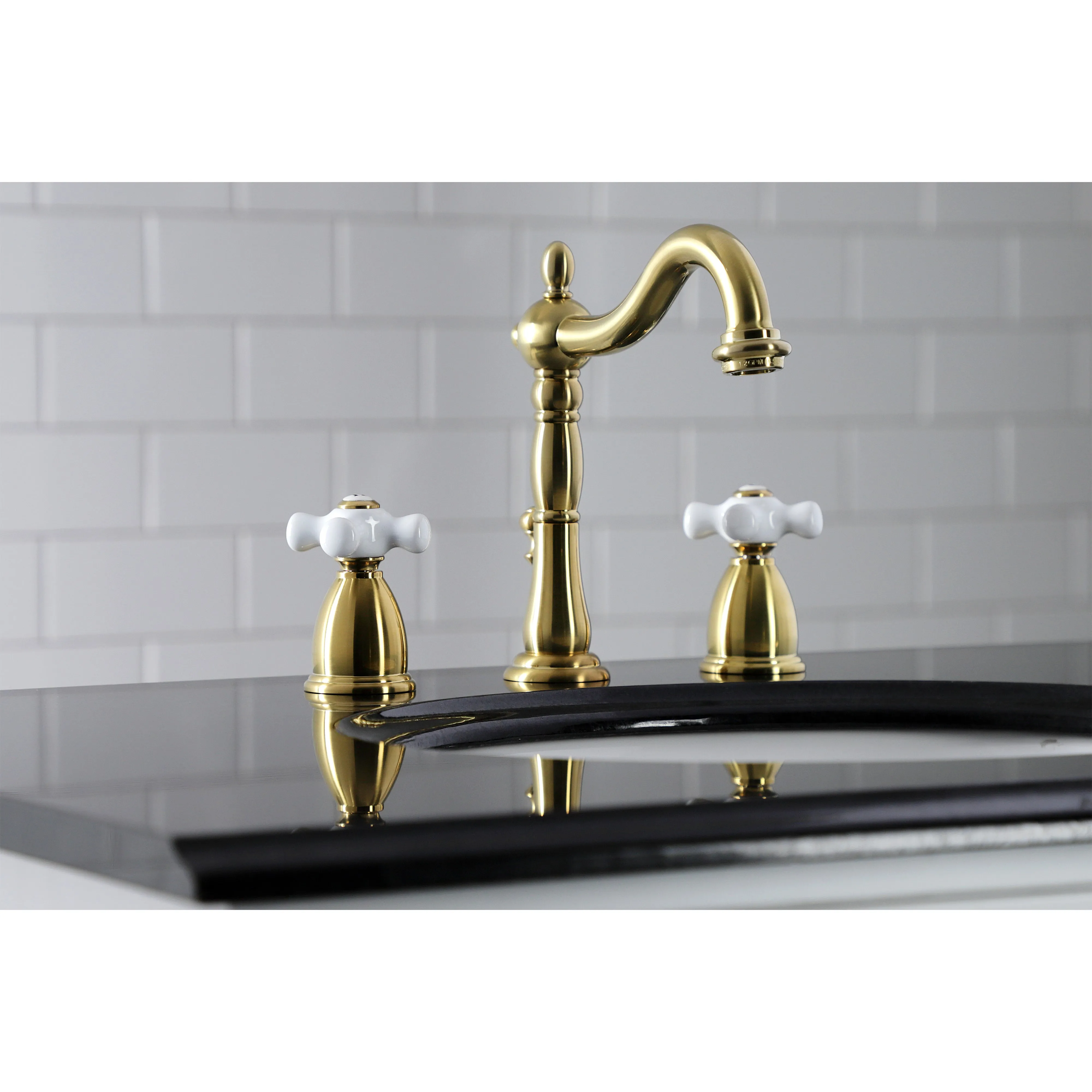 8" Widespread Bathroom Faucet With Dual Cross Handles For Easy Rotation