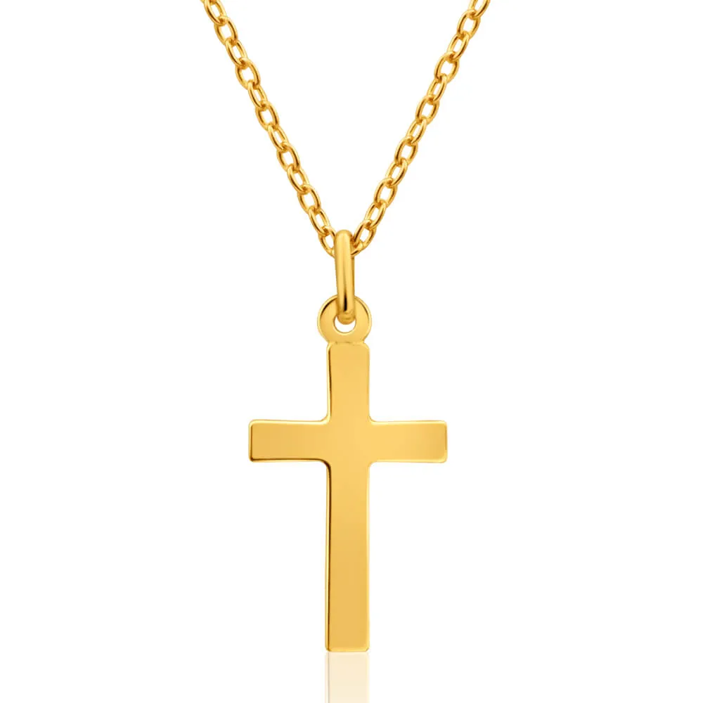 9ct Yellow Gold Plain Hollow Cross Pendant