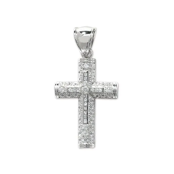 Acotis Silver Pendant Cross with Zirconia Stones G6010