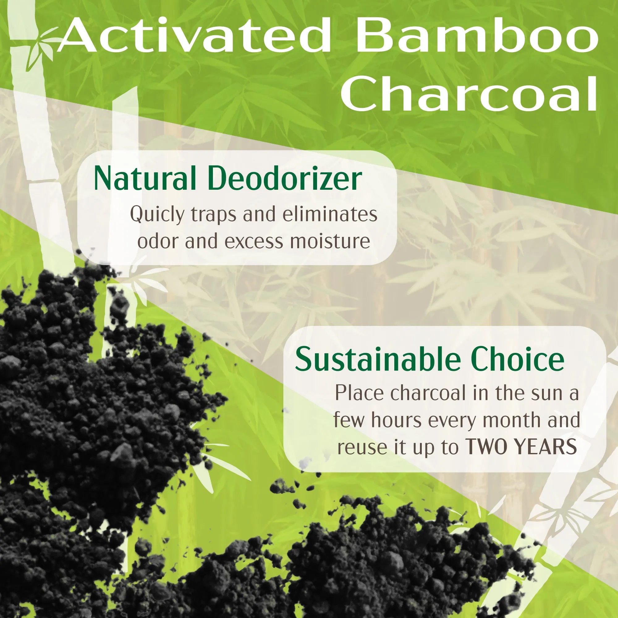 Activated Bamboo Charcoal Air Purifying Freshener Odor Absorber Long Bag, 250g per pair