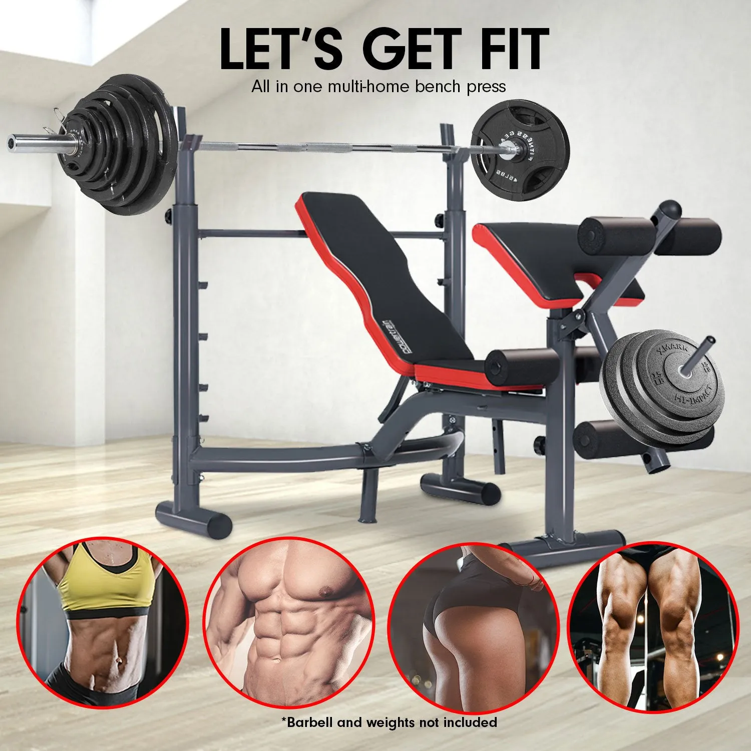 Adjustable Multi-Level Weight Bench Press, Curl Station