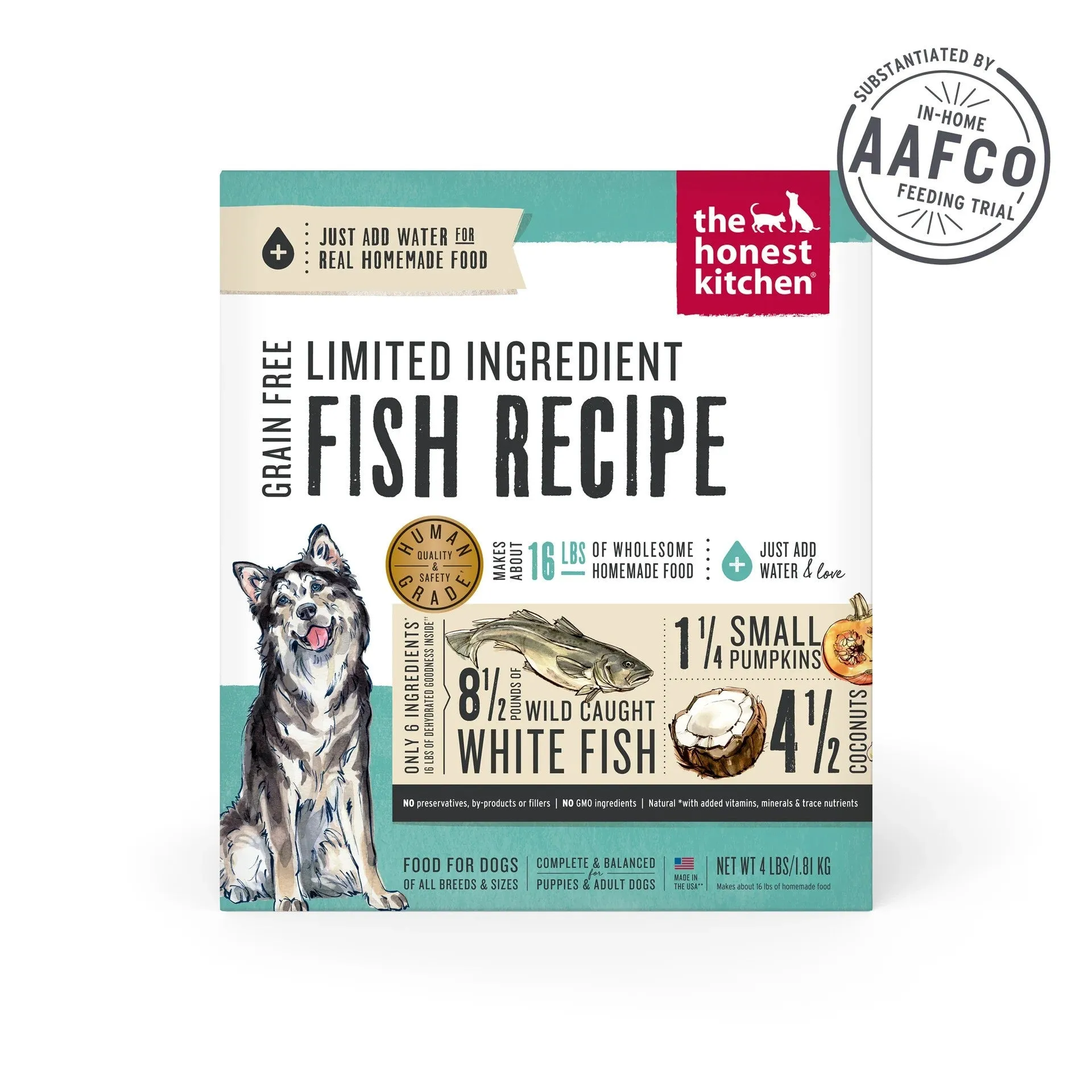 Adult Grain Free Limited Ingredient Fish & Coconut Complete Dehydrated Dog Food