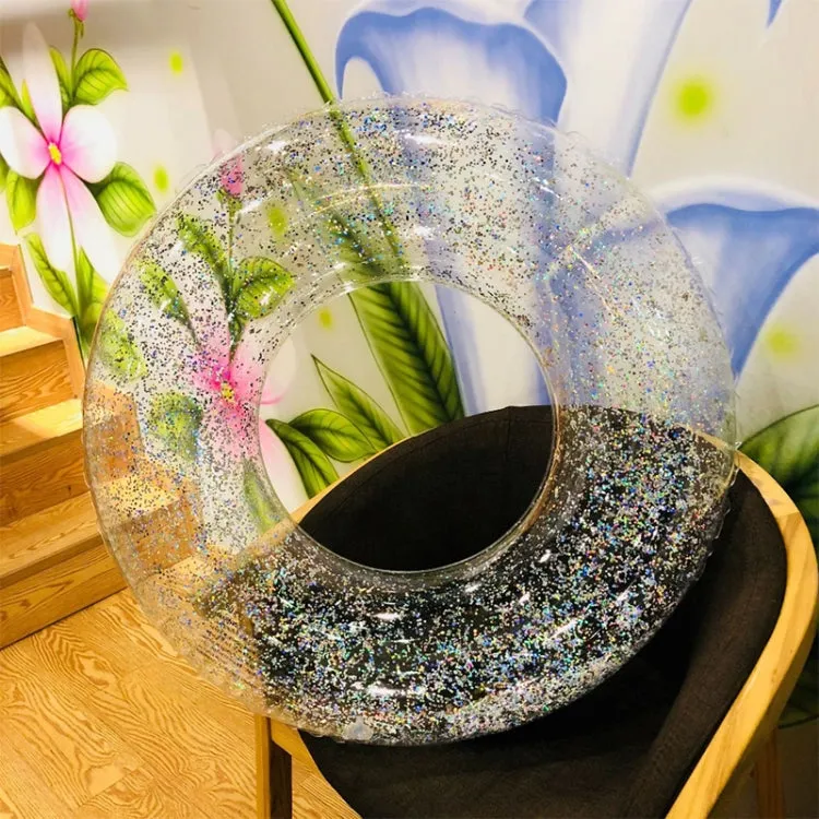 All-transparent Sequined Swimming Ring,Diameter: 90cm (Silver)