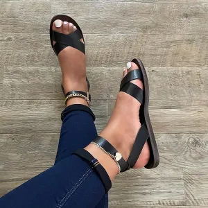 Amozae- Cross Strap Classic Leather Sandals