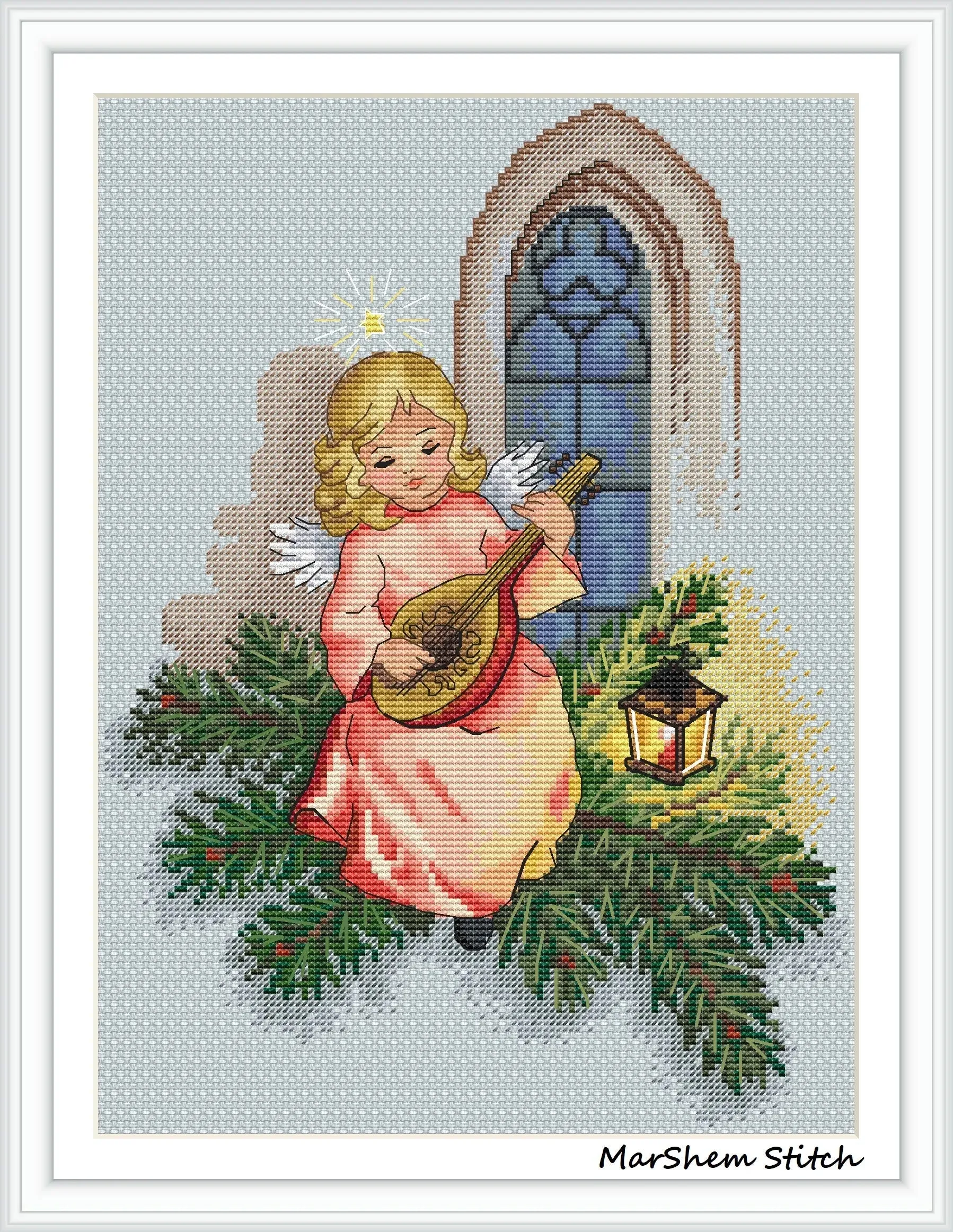 Angel with a Lute - PDF Cross Stitch Pattern