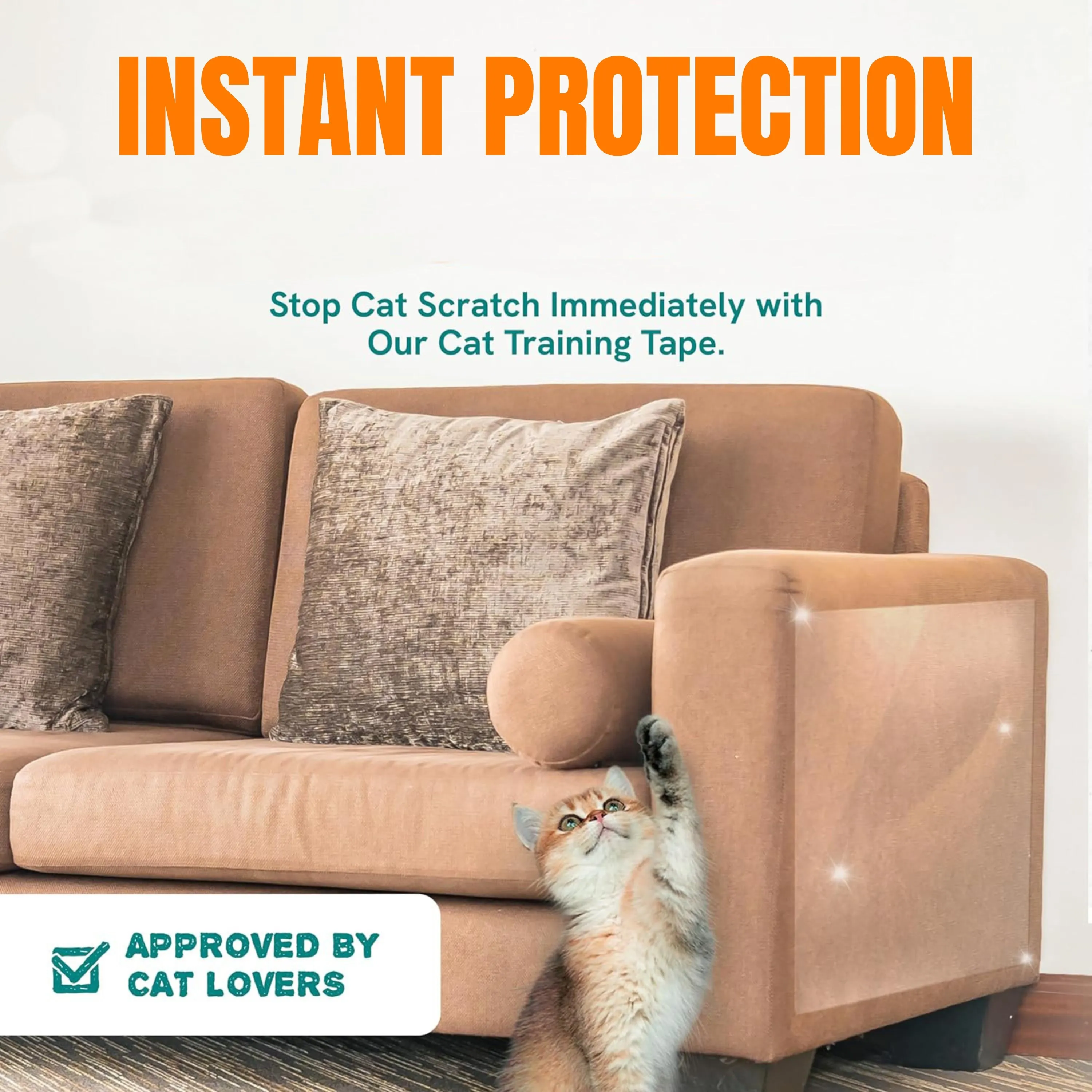 AUSSIE FURBABY Cat Scratch Protector Cat Training Tape – Cat Scratch Deterrent Tape, Clear Double Sided Tape Cat Couch protector,  Couch protector cat scratch, Couch Cat Scratching Protection