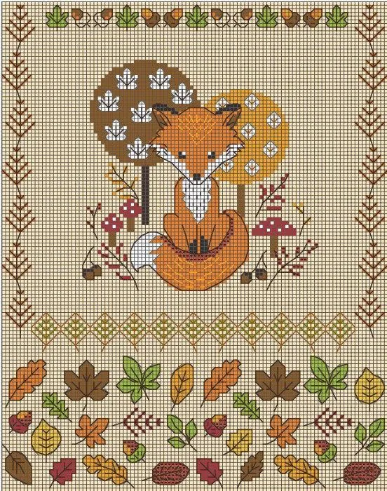 Autumn Fox - PDF Free Cross Stitch Pattern