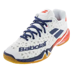 Babolat Men's Shadow Tour Badminton Shoes- White/ Estate Blue