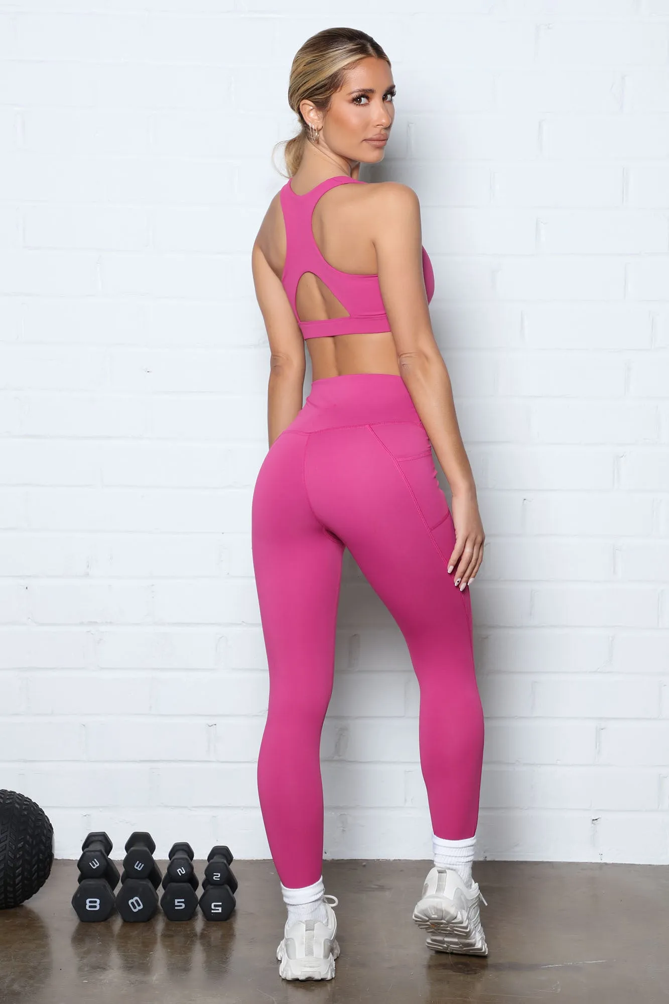 Back To It Active Ankle Legging In Power Flex - Raspberry