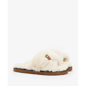 Barbour Eliza Cross-Over Ladies Slipper - Ivory