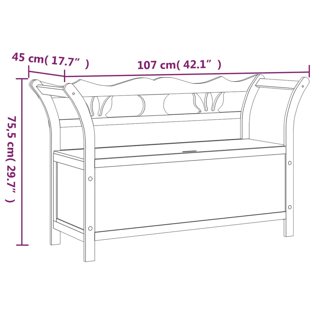 Bench Grey 107x45x75.5 cm Solid Wood Fir