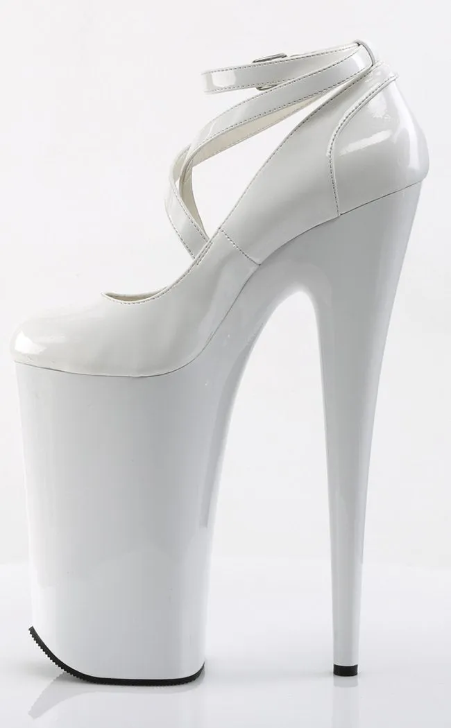 BEYOND-087 White Patent 10 Inch Heels