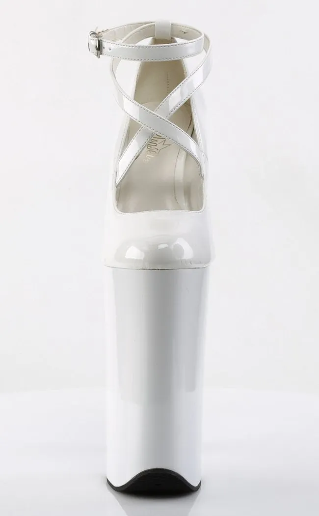 BEYOND-087 White Patent 10 Inch Heels