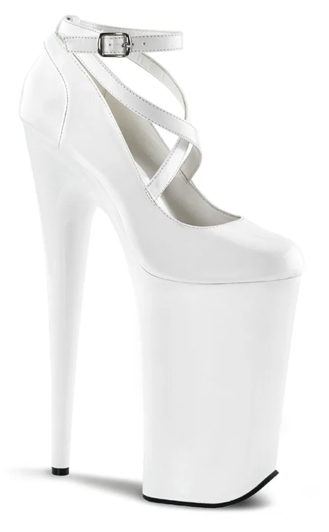 BEYOND-087 White Patent 10 Inch Heels