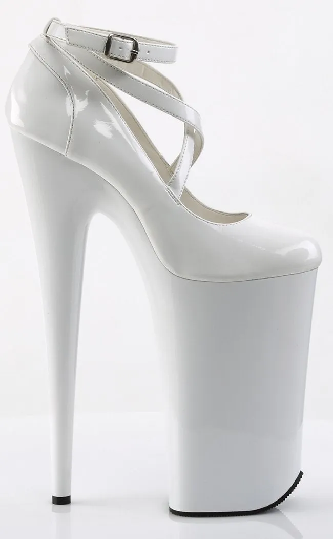 BEYOND-087 White Patent 10 Inch Heels