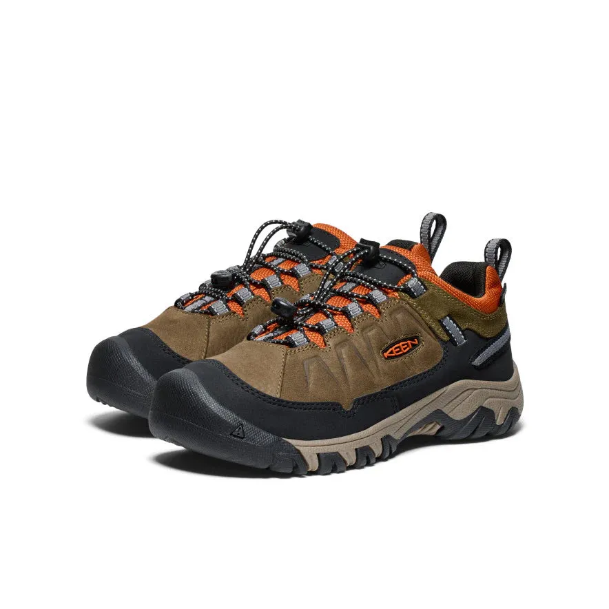 Big Kid's Keen Targhee IV Waterproof Hiking Shoe Color: Dark Olive/Gold Flame