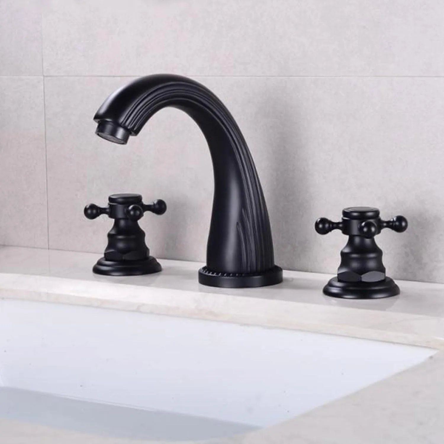 Black Widespread Dual Holder Bathroom Tap