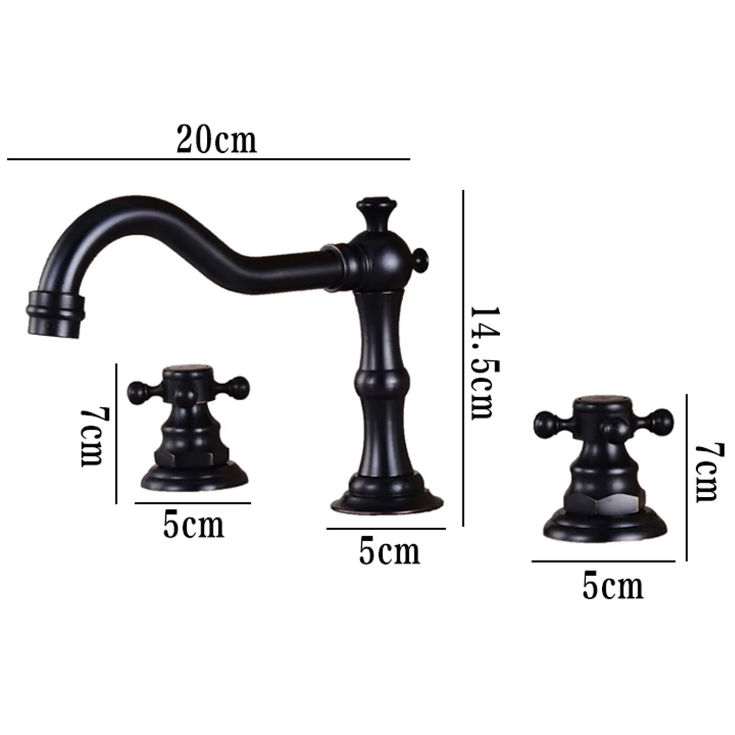 Black Widespread Dual Holder Bathroom Tap