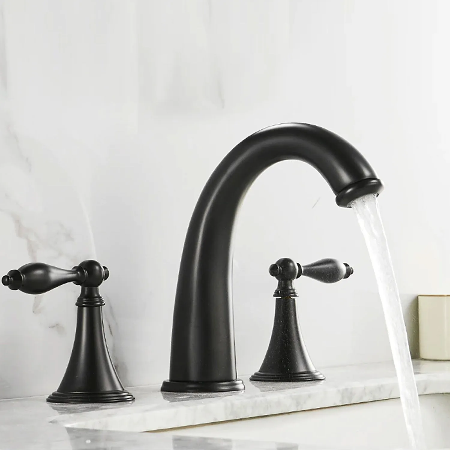 Black Widespread Dual Holder Bathroom Tap