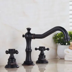 Black Widespread Dual Holder Bathroom Tap