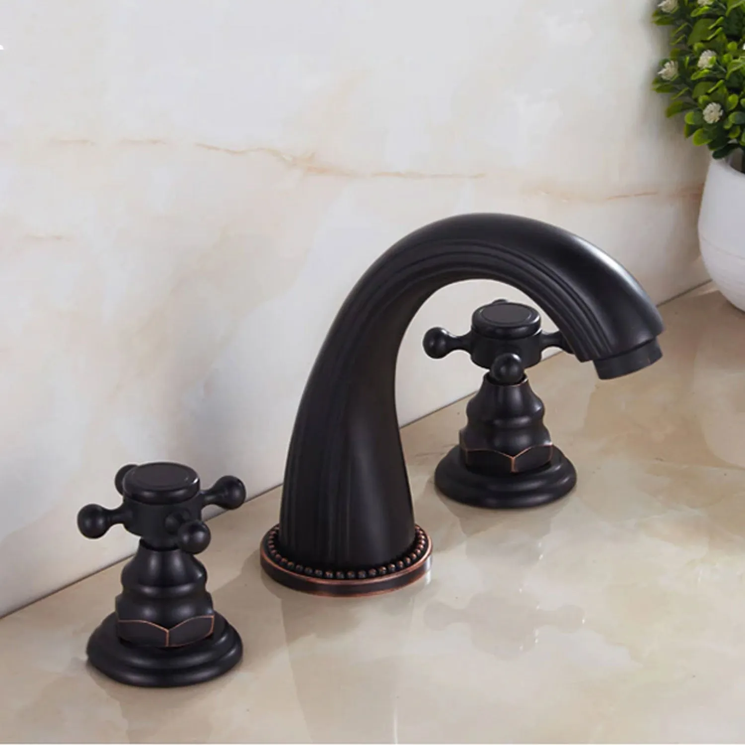 Black Widespread Dual Holder Bathroom Tap