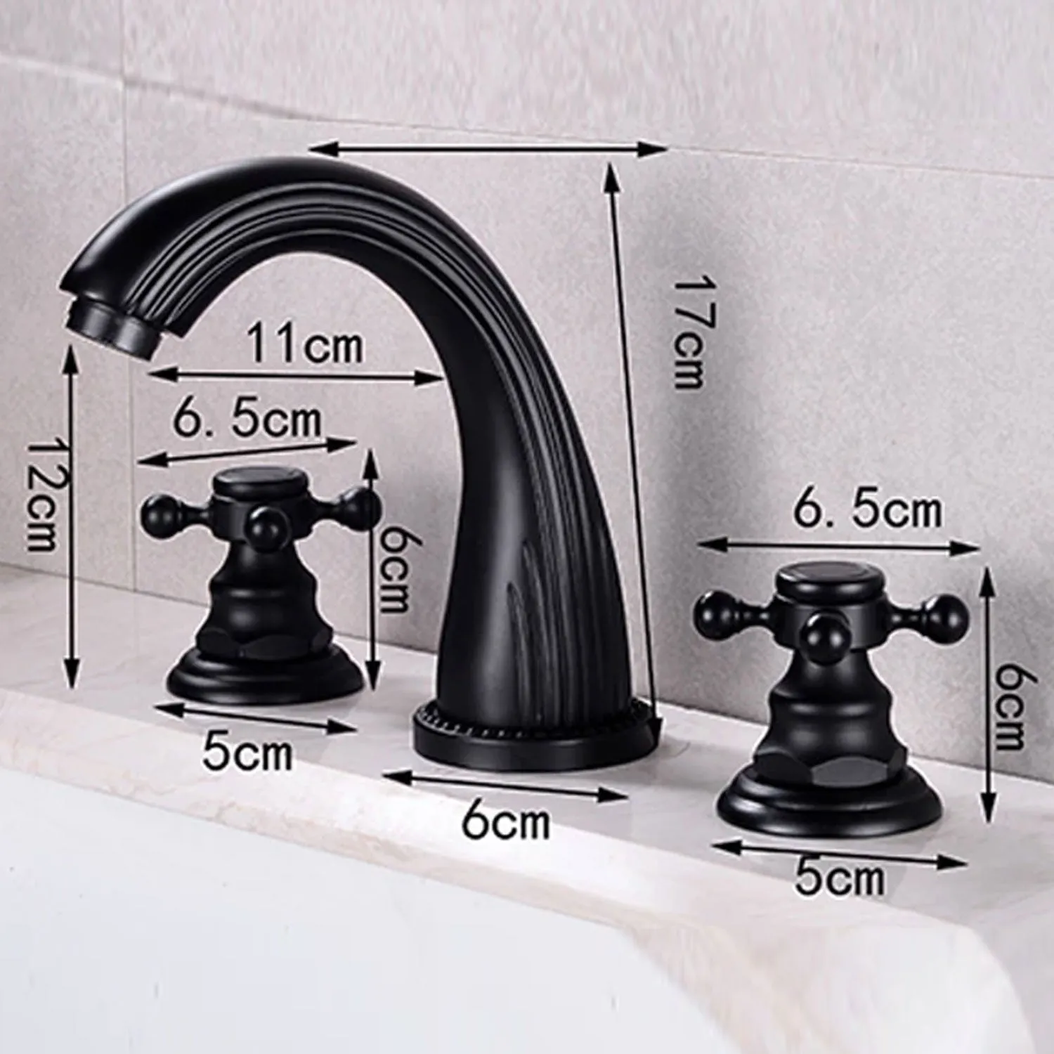 Black Widespread Dual Holder Bathroom Tap