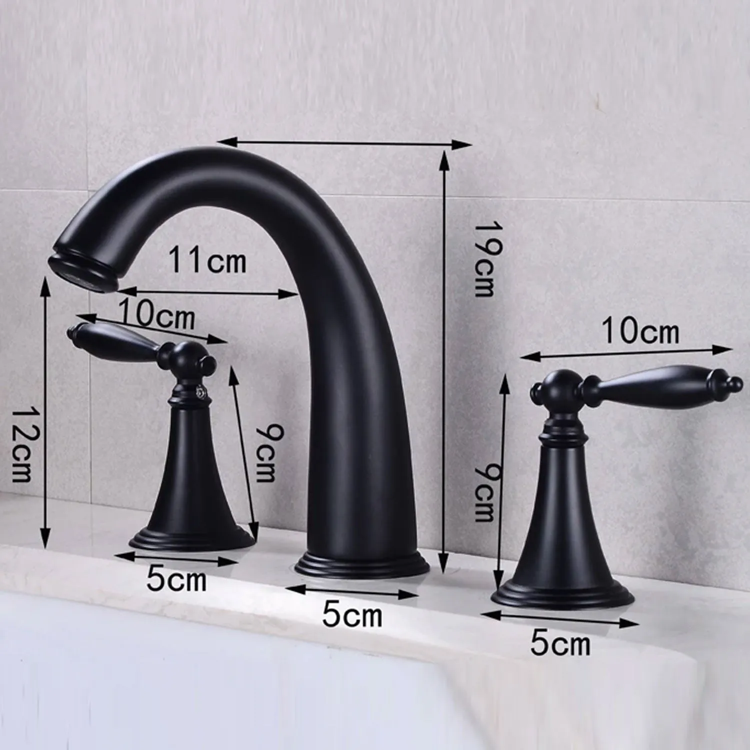 Black Widespread Dual Holder Bathroom Tap