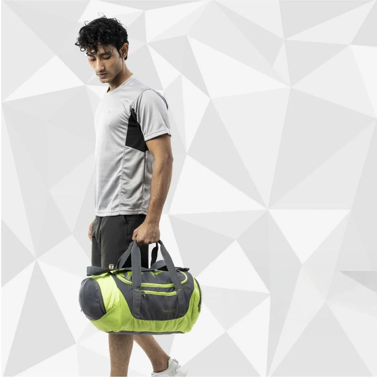 Blaze Gym & Sports Duffel Bag - Grey   Neon Yellow