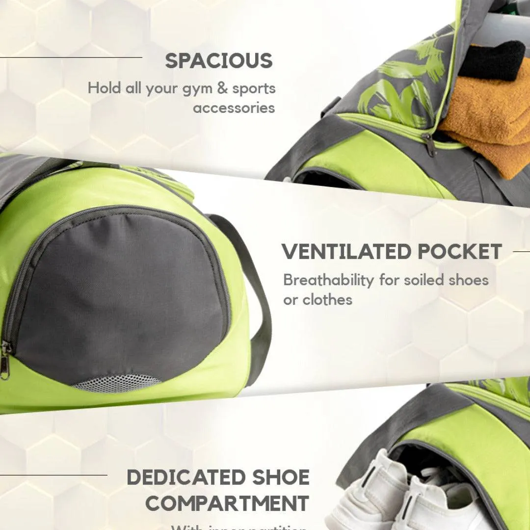 Blaze Gym & Sports Duffel Bag - Grey   Neon Yellow