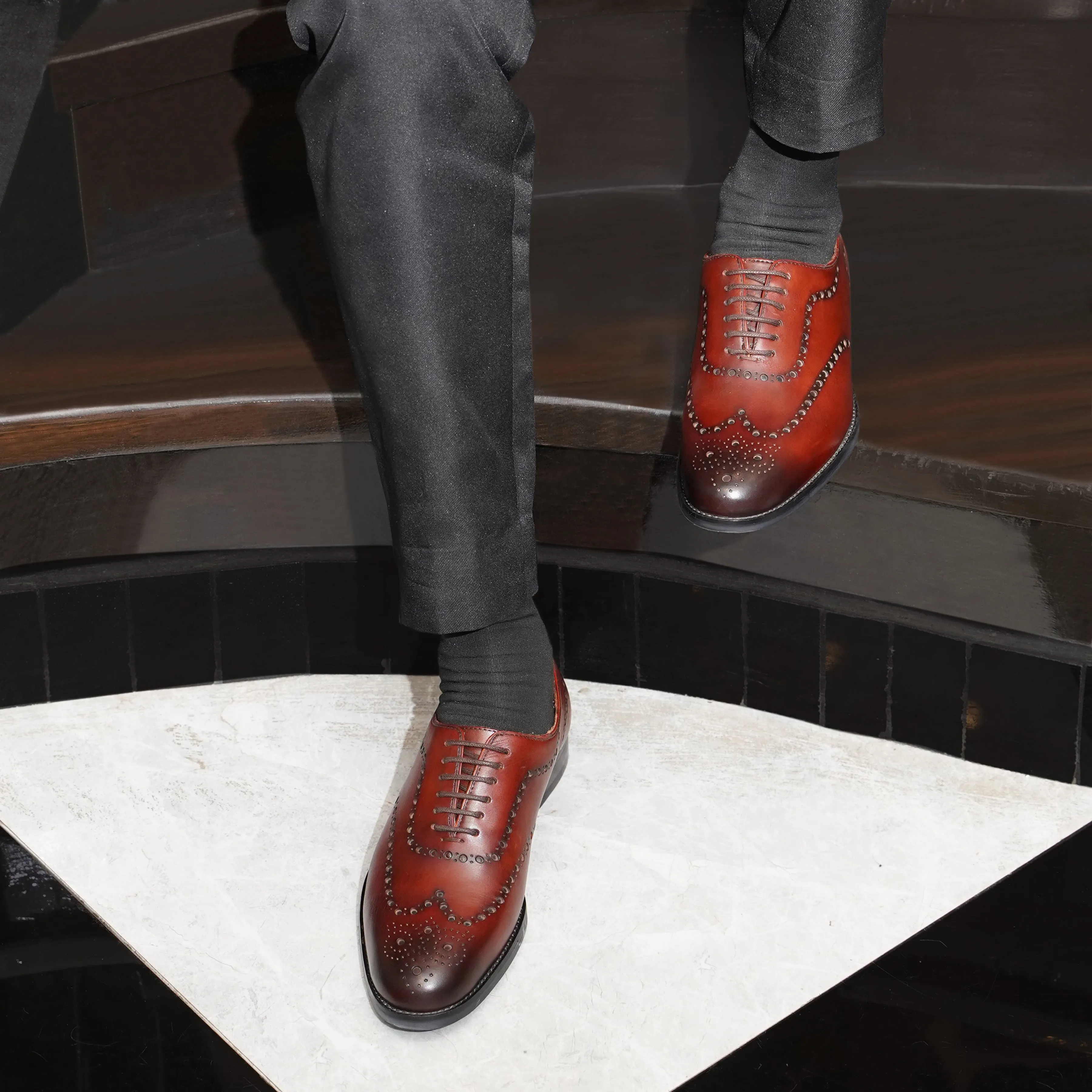 Bristol - Men's Oxblood Calf Leather Wholecut Shoe