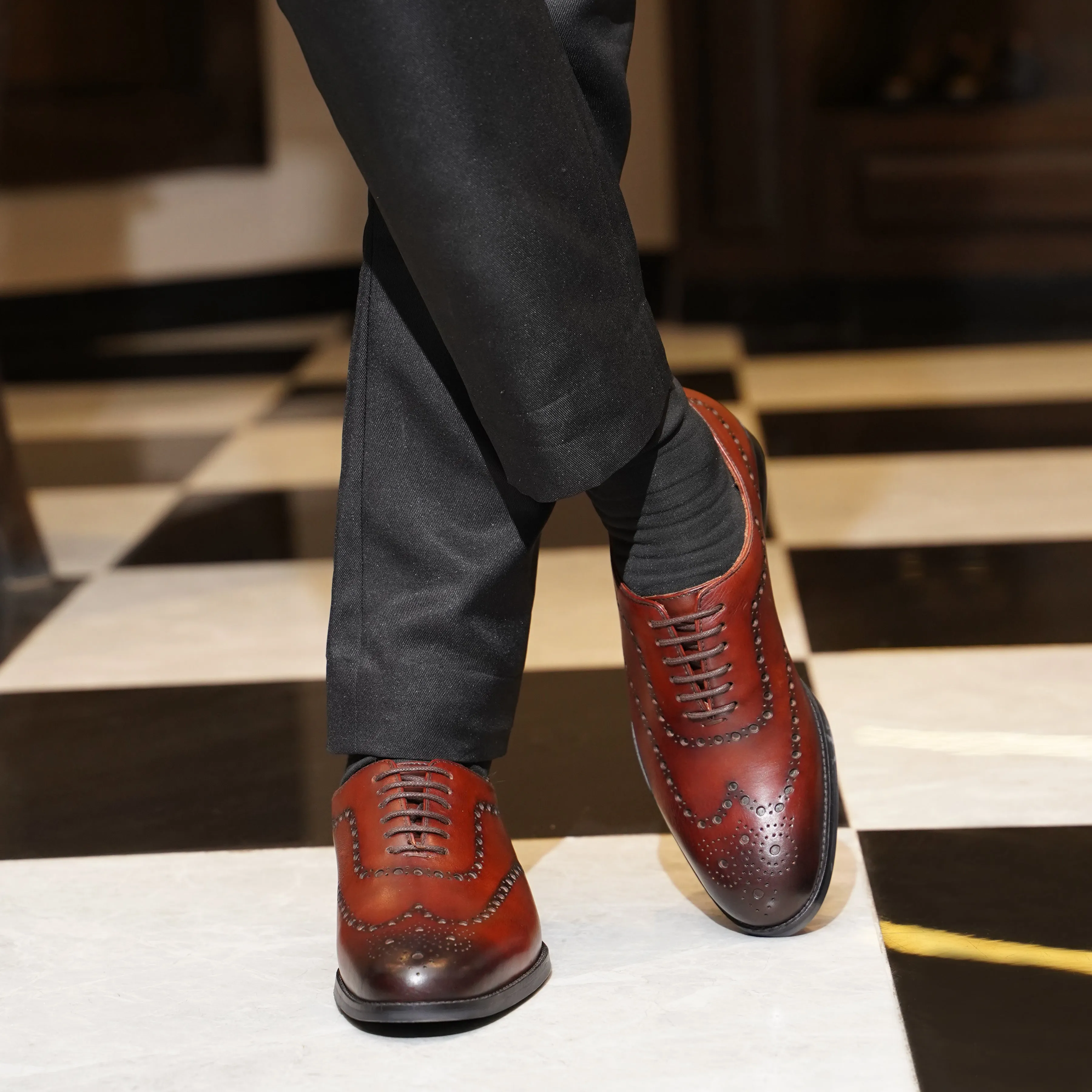 Bristol - Men's Oxblood Calf Leather Wholecut Shoe