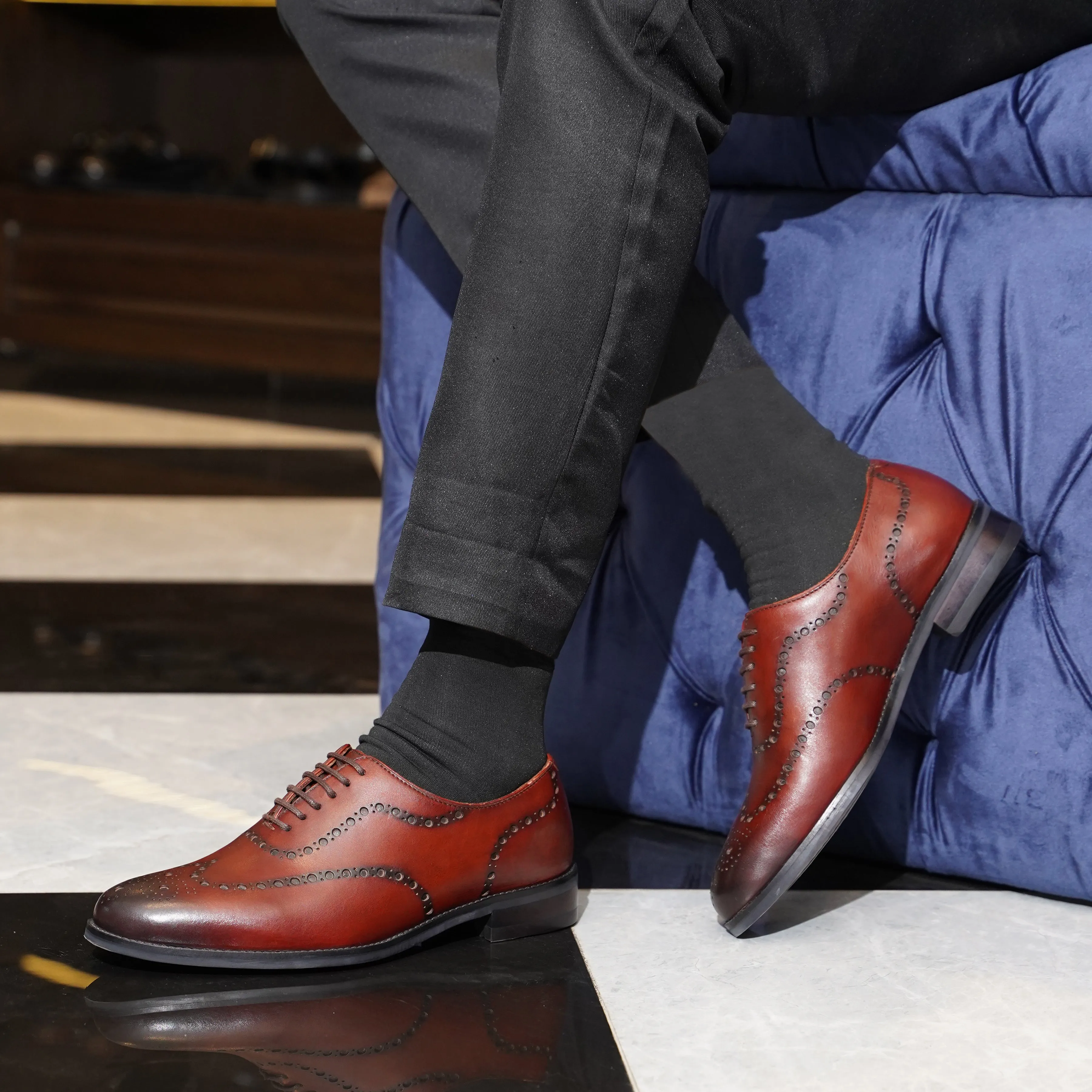 Bristol - Men's Oxblood Calf Leather Wholecut Shoe