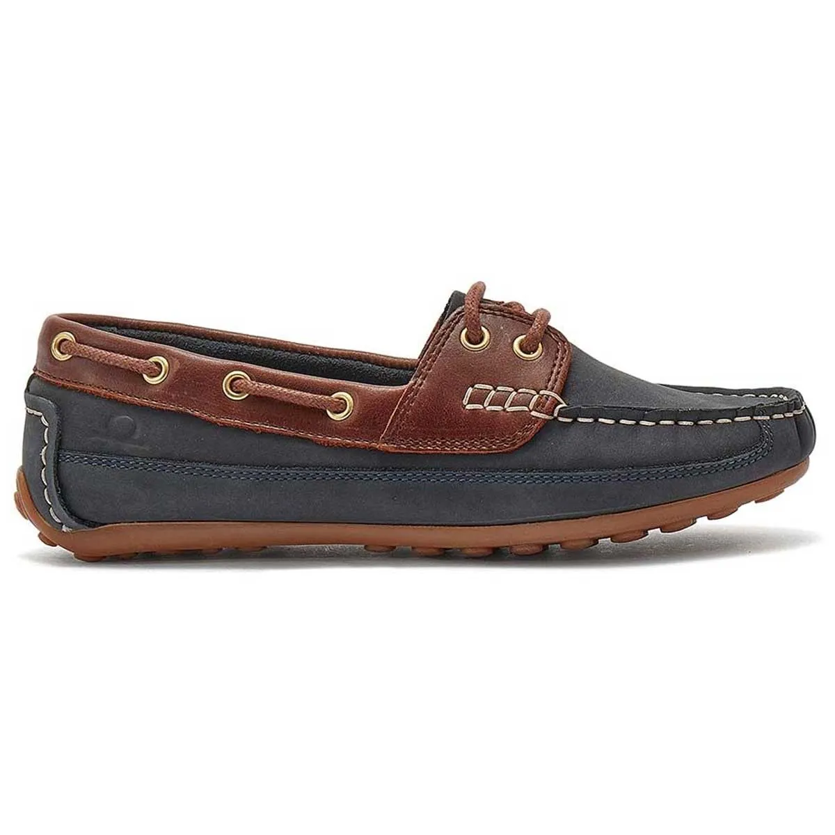 CHATHAM Ladies Cromer Driving Moccasins - Navy / Burgundy