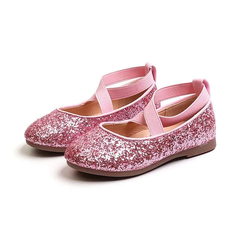 Children's Casual Shoes - Glitter Leather, Soft Shiny Flats - TSS322