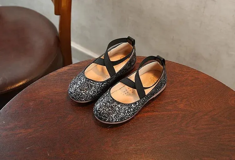 Children's Casual Shoes - Glitter Leather, Soft Shiny Flats - TSS322