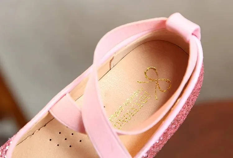 Children's Casual Shoes - Glitter Leather, Soft Shiny Flats - TSS322