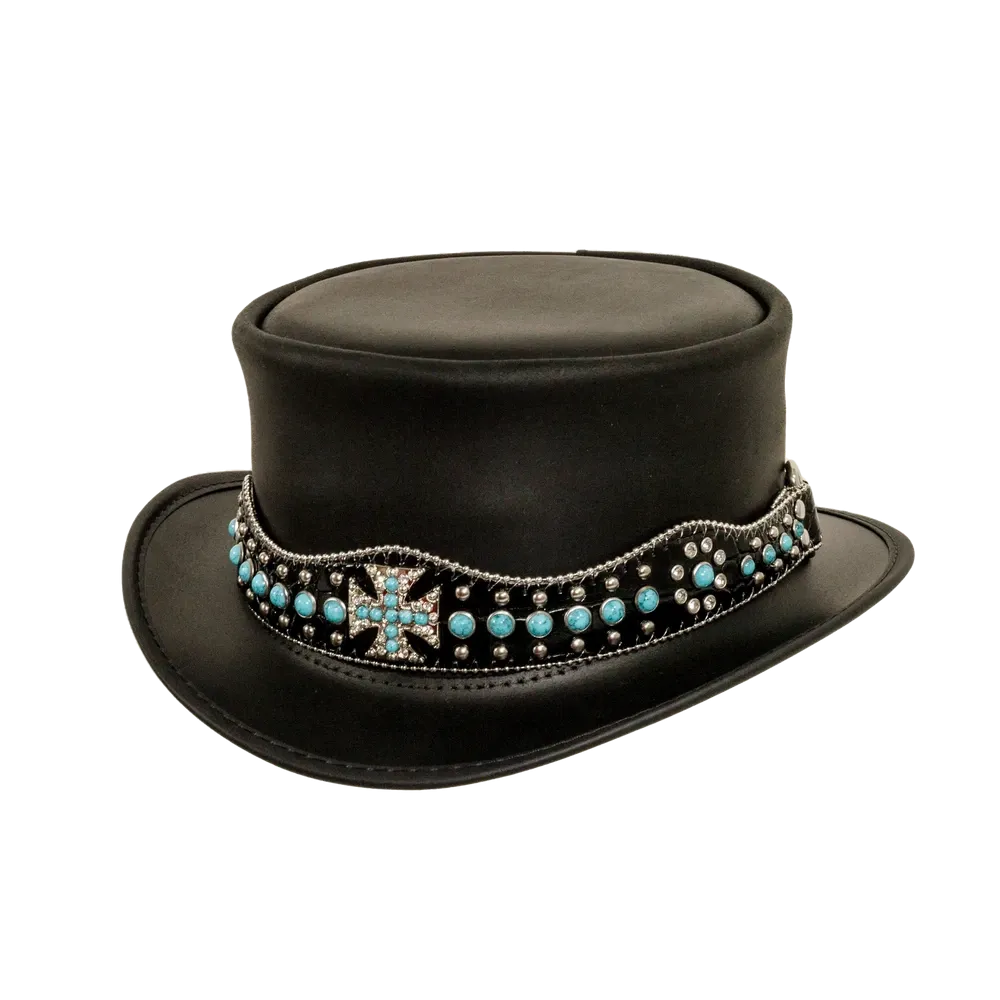 Chopper | Womens Black Leather Top Hat