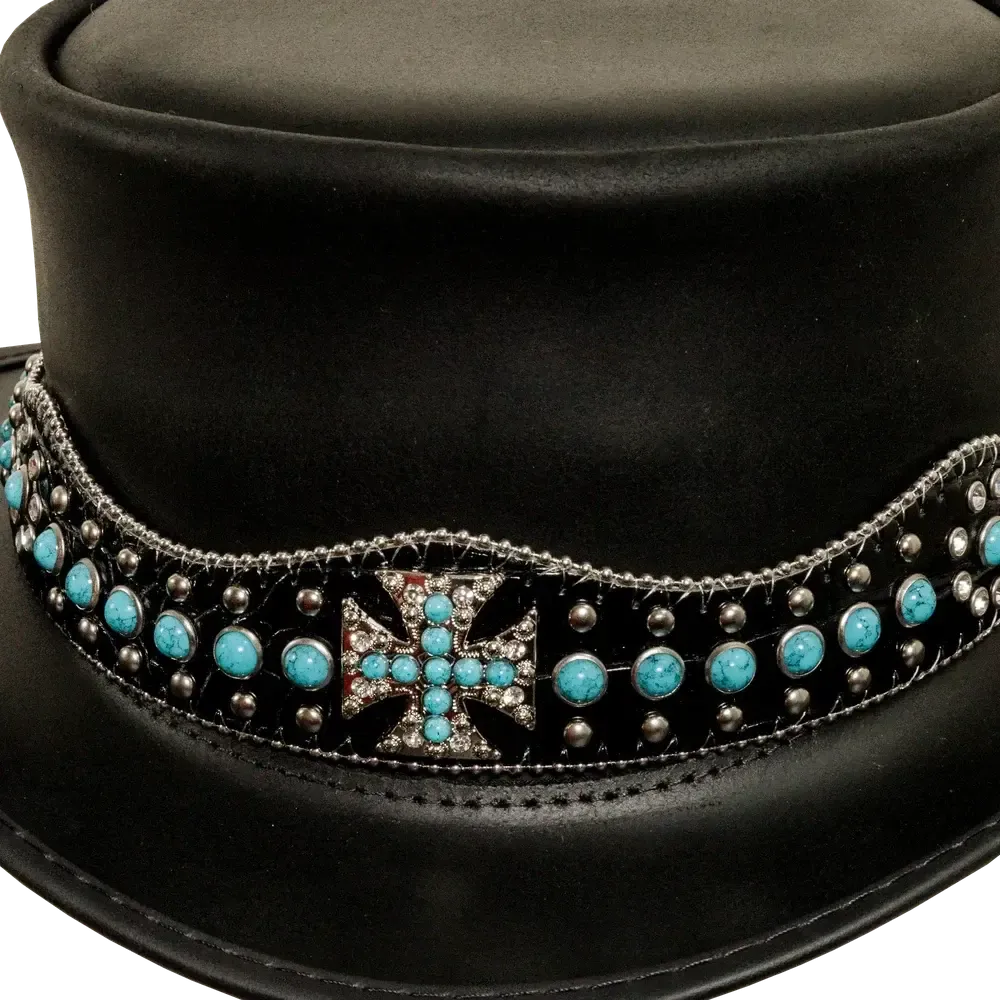 Chopper | Womens Black Leather Top Hat