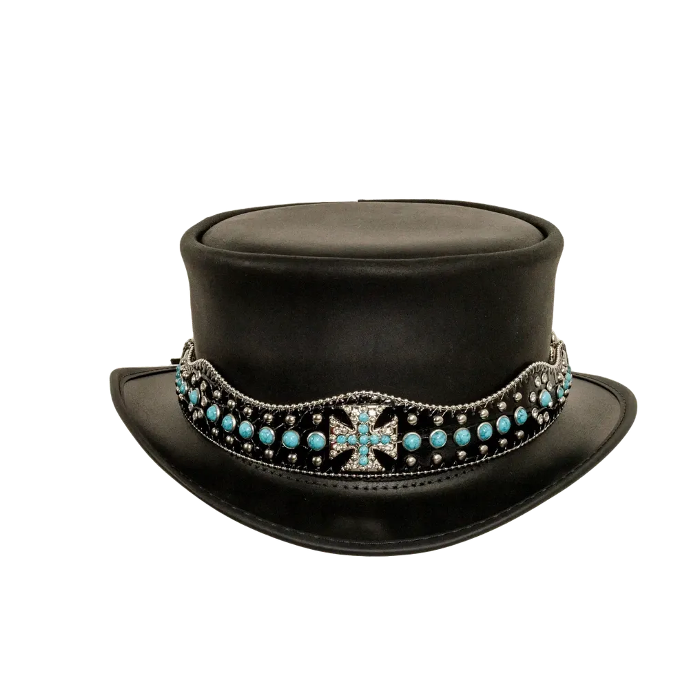 Chopper | Womens Black Leather Top Hat