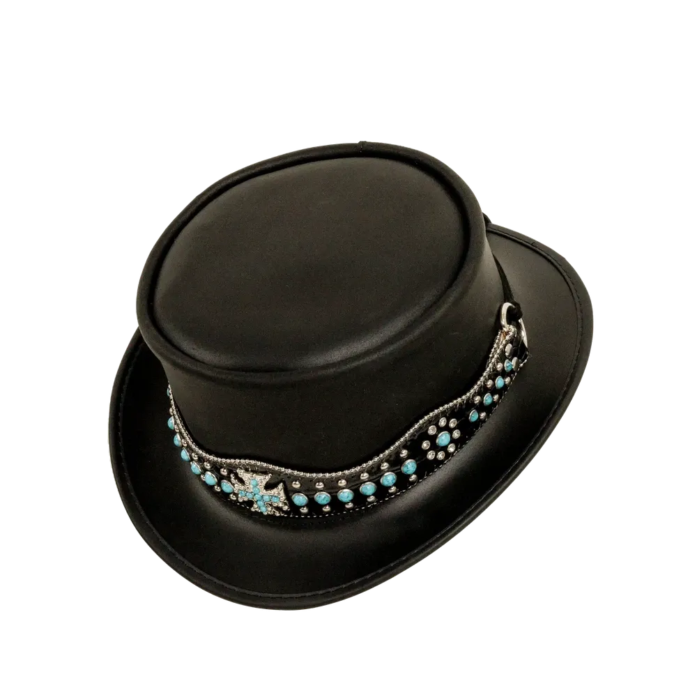 Chopper | Womens Black Leather Top Hat