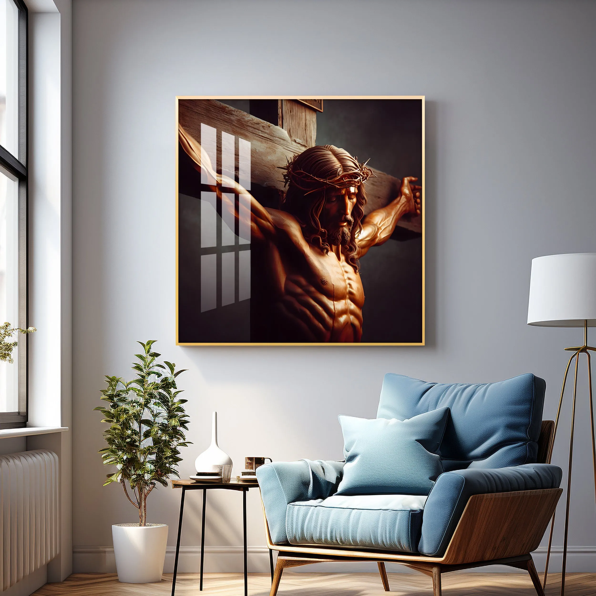 Christ on the Cross Premium Acrylic Square Wall Art