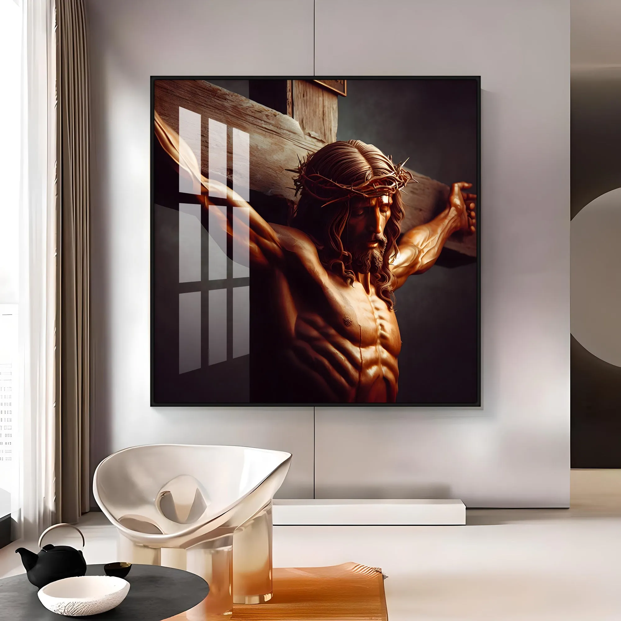 Christ on the Cross Premium Acrylic Square Wall Art